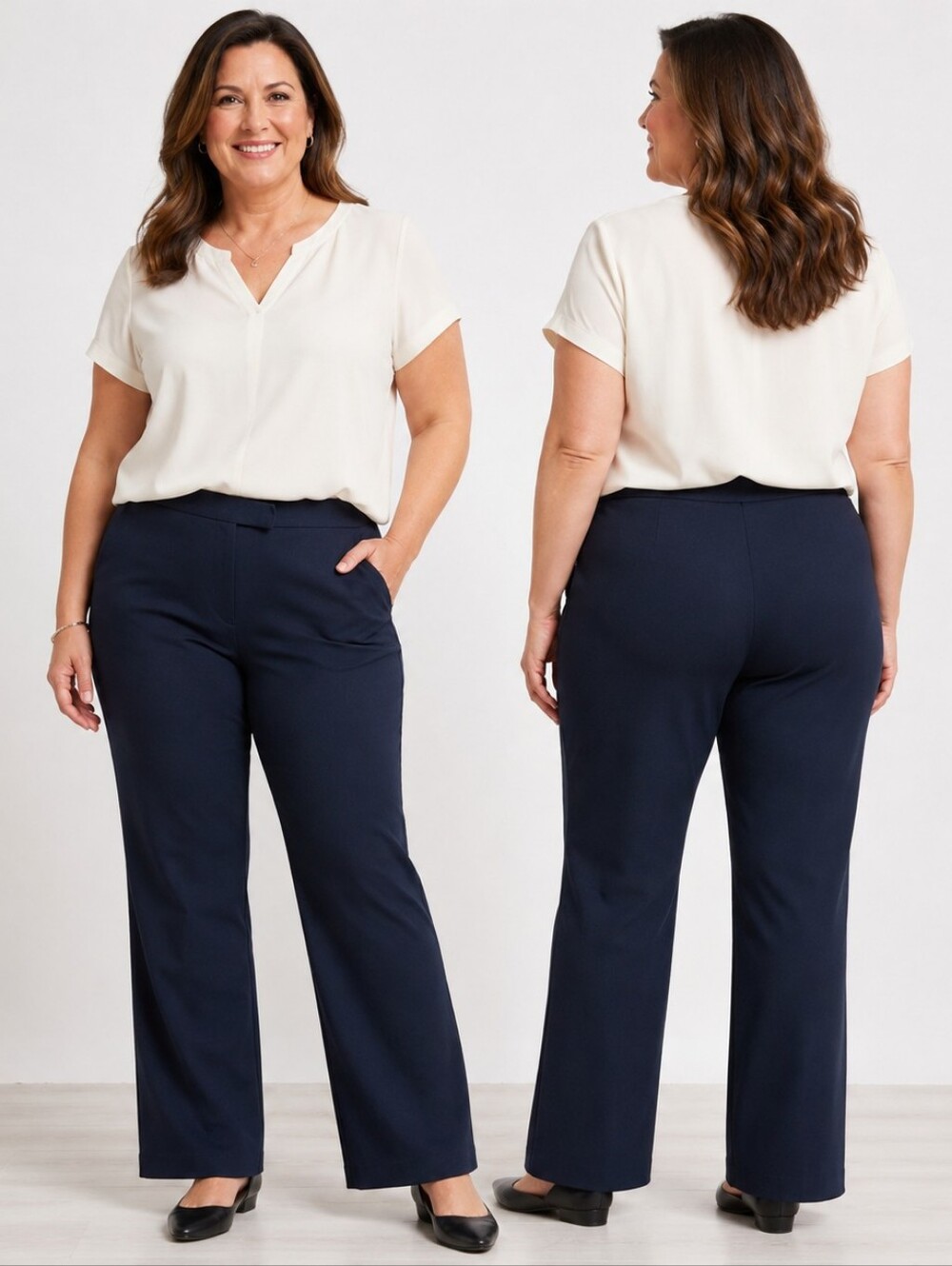 Sag Harbor Stretch Navy Dress Pants Size 16 Straight Leg Business Casual Classic